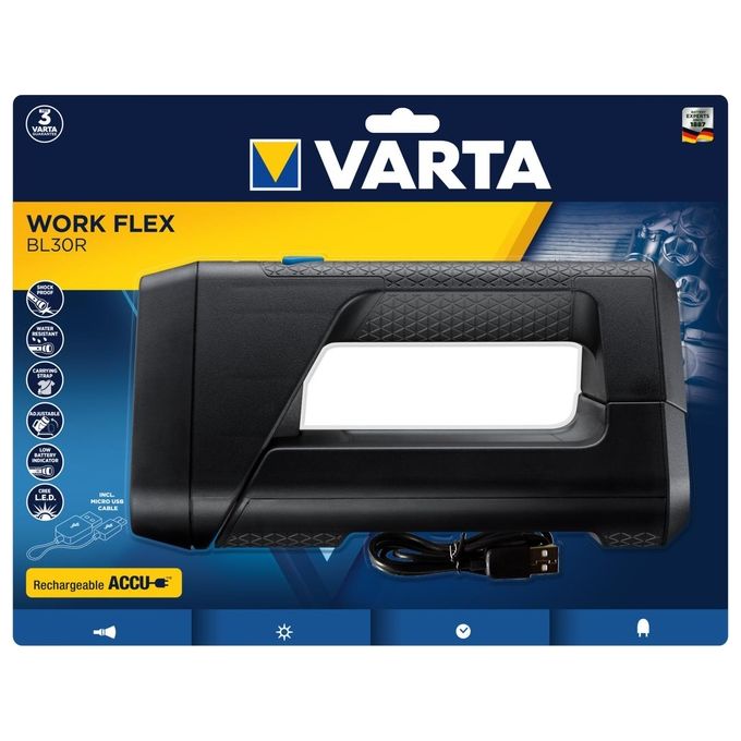 Varta Work Flex Torcia a Mano Nero Led