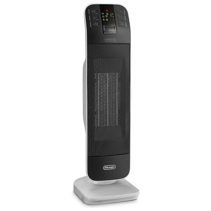 DeLonghi HFX65V20 Bend Line Termoventilatore Ceramico a Torre Oscillante Potenza 2000 W Timer Bianco-Nero