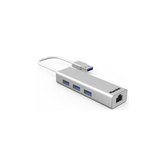 Hamlet XHUB330LAN Hub 3 x SuperSpeed Usb 3.0 + 1000Base-T Desktop