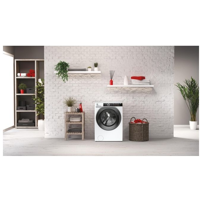 Hoover H-WASH 500 HWE410AMBS - Lavatrice a Carica Frontale 10 kg, 1400 rpm, Classe Energetica A, Motore Inverter con 9 Cicli Care, Funzione Vapore e Controllo Remoto Wi-Fi (85×60×59 cm), Colore Bianco
