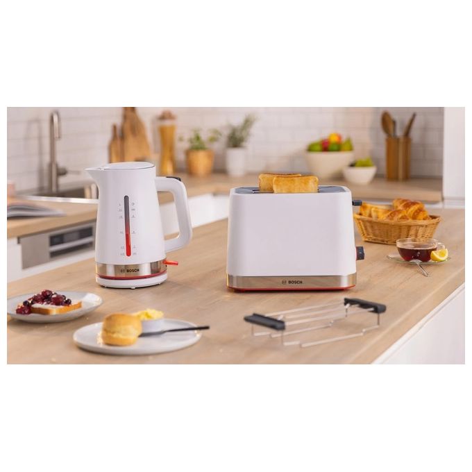 Bosch TWK4M221 MyMoment Bollitore elettrico 1.7 L 2400 W Filtro anticalcare rimovibile Base 360° Avvolgicavo colore Bianco