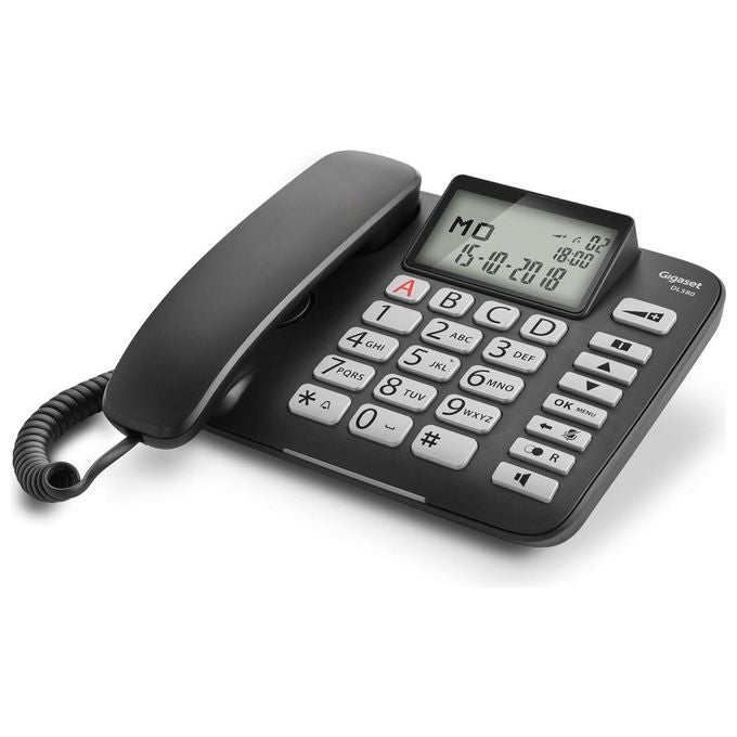 Gigaset DL 580 Telefono Fisso Ampio Display Grandi Tasti Visualizzazione Chiamata Tramite Led Nero