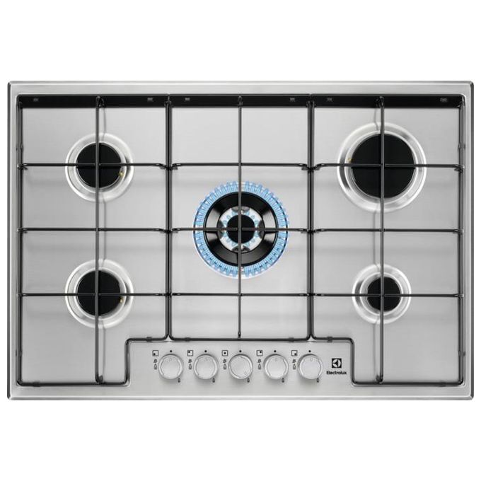 Electrolux EGS7534X Serie 300 Piano Cottura a Gas 5 Zone Bruciatore Tripla Corona 75 cm Acciaio Inox