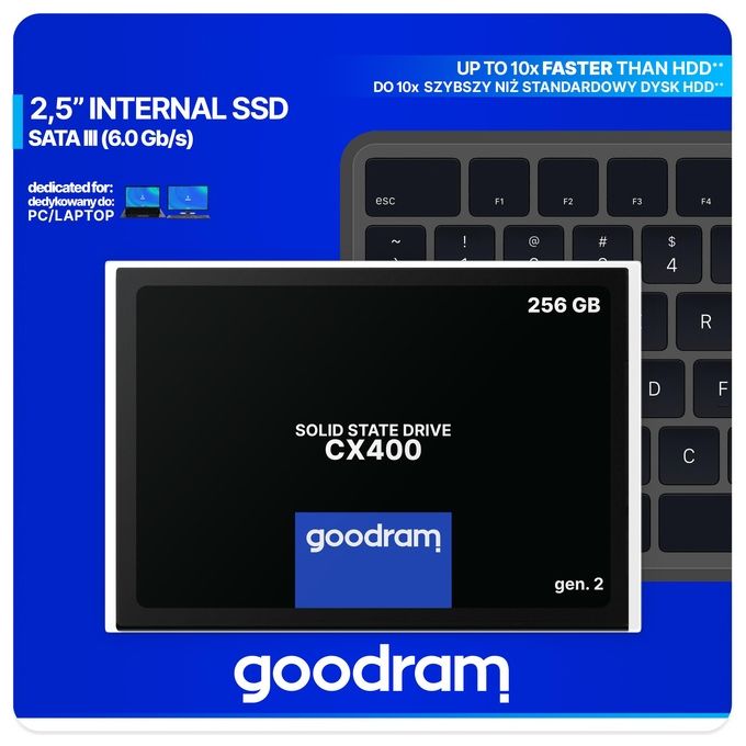 Goodram SSDPR-CX400-256-G2 CX400 SSD Interno 256 GB SATA III 2.5'' 3D TLC NAND colore Nero