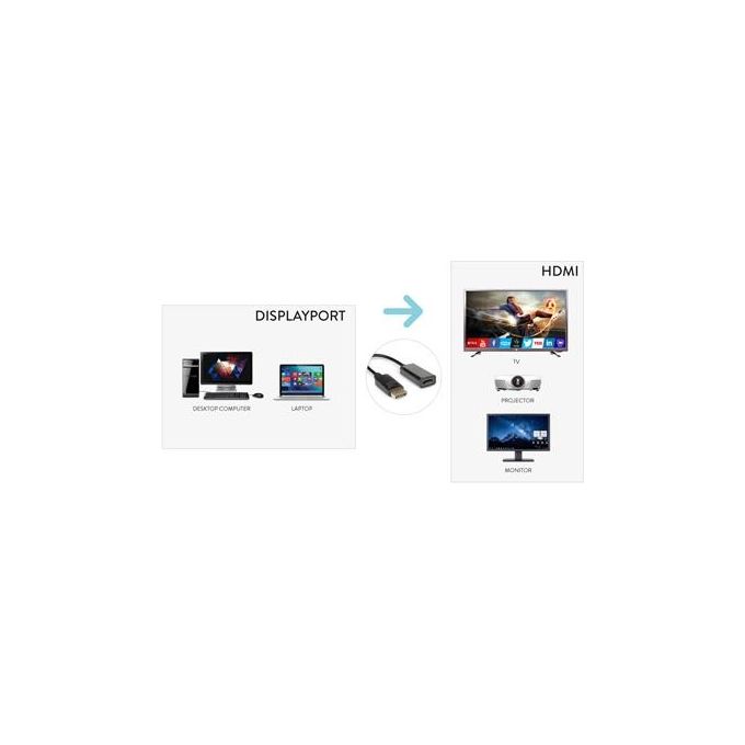 Hamlet Adattatore Video-Audio DisplayPort-Hdmi DisplayPort M a Hdmi F Supporto 1080p