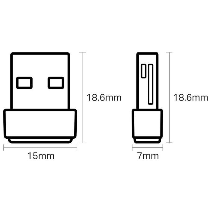 TP-Link Archer T2U Nano Adattatore Usb Scheda di Rete Wireless Dual-Band 600Mbps Nano Size