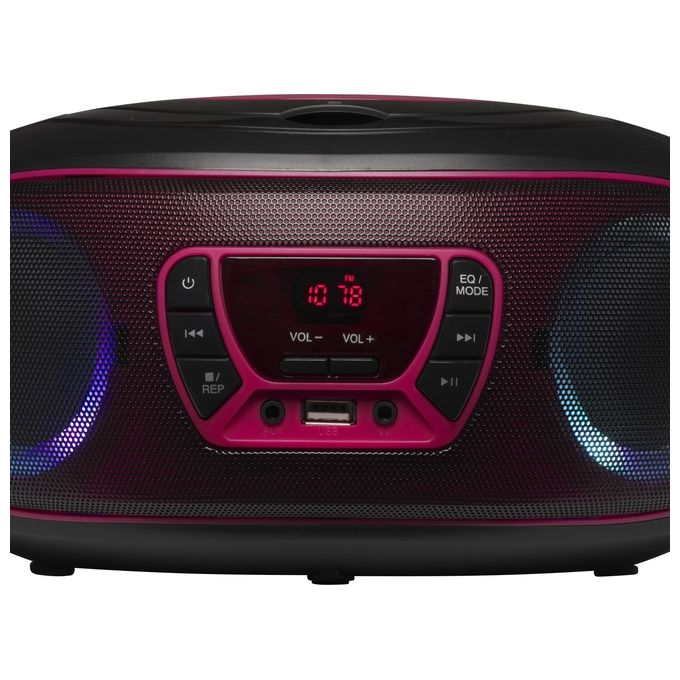 Denver 111141300011 TCL-212BT PINK Lettore CD Portatile con Bluetooth Riproduzione MP3 Radio FM Altoparlanti Integrati 4 W colore Nero Rosa
