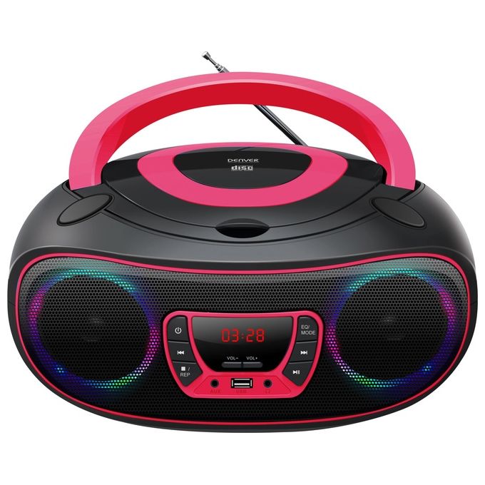 Denver 111141300011 TCL-212BT PINK Lettore CD Portatile con Bluetooth Riproduzione MP3 Radio FM Altoparlanti Integrati 4 W colore Nero Rosa