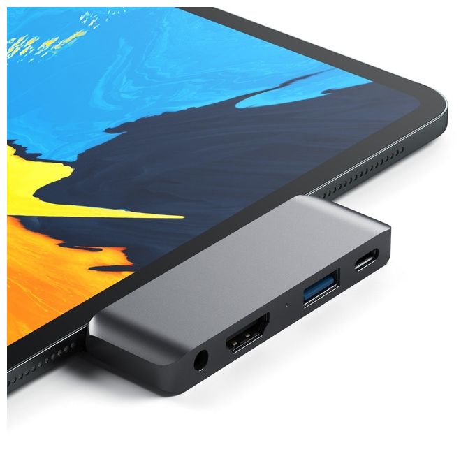 Satechi ST-TCMPHM Hub USB-C Mobile Pro Multiport HDMI 4K USB 3.2 Gen 1 Type-A Type-C Jack Audio 3.5mm colore Grigio