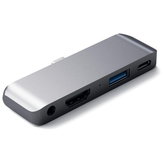Satechi ST-TCMPHM Hub USB-C Mobile Pro Multiport HDMI 4K USB 3.2 Gen 1 Type-A Type-C Jack Audio 3.5mm colore Grigio