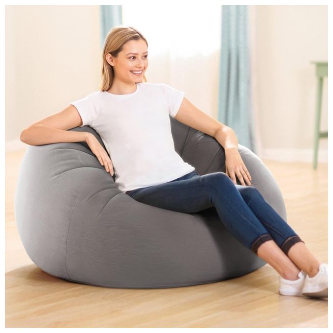 Intex Poltrona Sacco 107x104cm Gonfiabile Gioco Estivo Estate Gioca 901 Tinta Unita Grigio