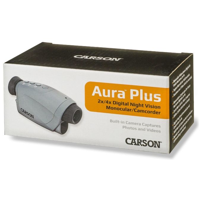 Carson NV-250 Aura Plus Monoculare Digitale con Visione Notturna 120 m Risoluzione 640 x 480 Pixel Zoom Digitale 2x Ingrandimento 4x Scheda MicroSD 32 GB Batterie AAA 3 Pezzi colore Nero Grigio