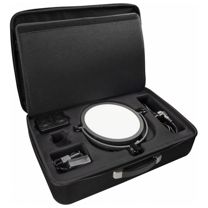Walimex pro 20617 Soft LED 300 Lampada LED Rotonda 30 W CRI 93-95 Ra Dimmerabile 5600 K colore Nero