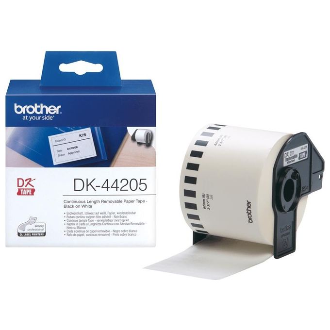 Brother Dk-44205 Nastro Adesivo In Carta Nero -Bianco - 62mm -30