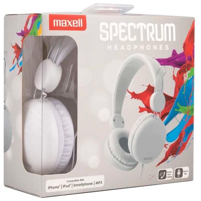 Maxell Spectrum Cuffie con Microfono Inline Bianco