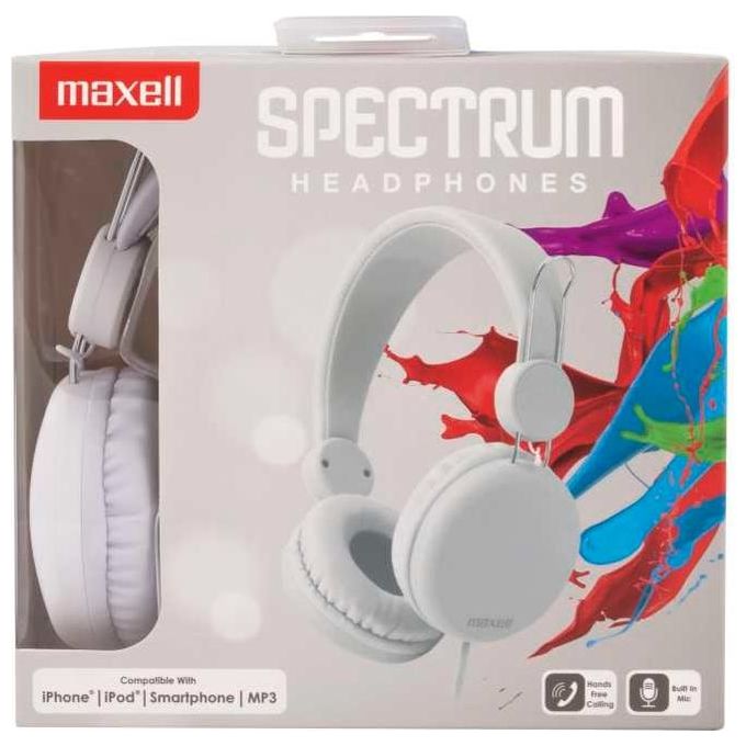 Maxell Spectrum Cuffie con Microfono Inline Bianco
