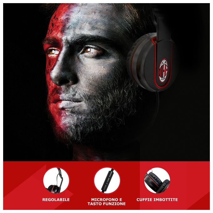 Techmade TM-IP952-MIL Cuffie Multimediali Ufficiali Ac Milan