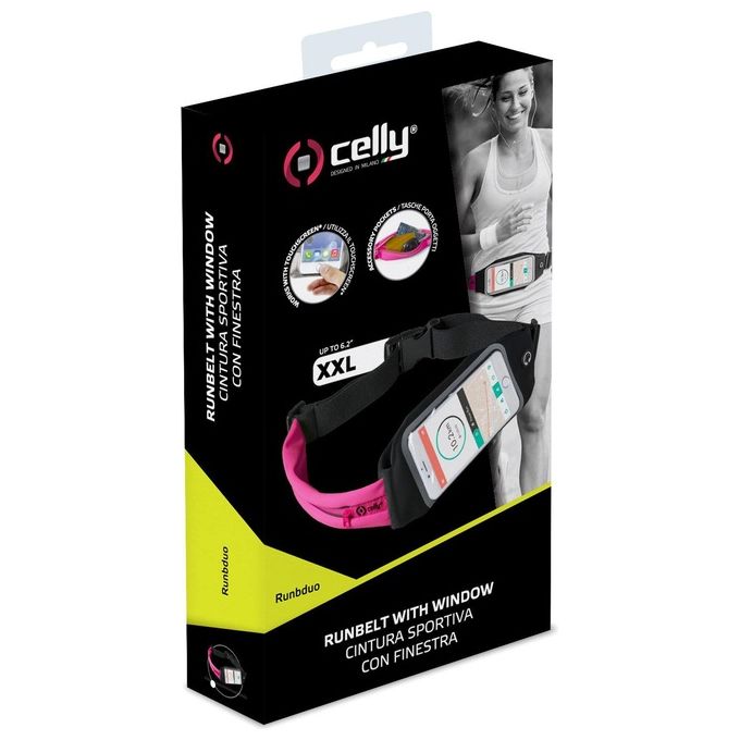Celly Runbelt View Duo Cintura da Braccio per Smartphone fino a 6,2'' Rosa