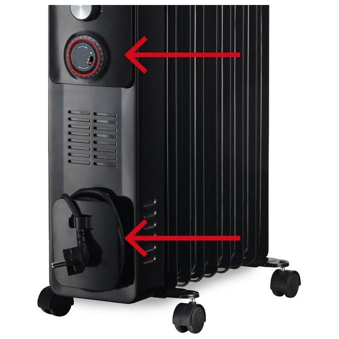 Argoclima 191150027 WARM BLACK TT 9 Riscaldatore Ambiente Elettrico a Olio 2400 W per stanze fino a 70 m³ con Timer 24 h e 9 Elementi colore Bianco