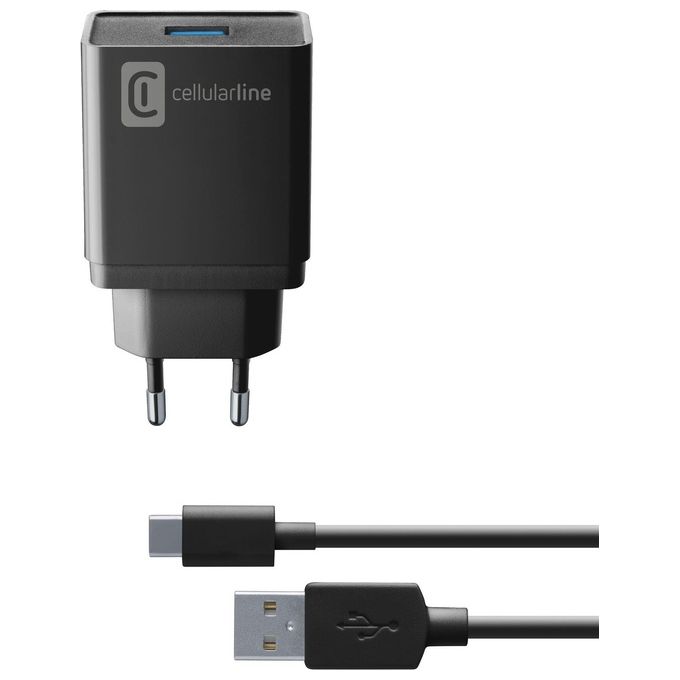 Cellular Line Kit Caricabatterie da Viaggio 10W Usb-C Nero