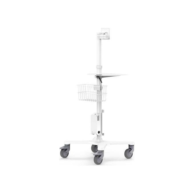 Compulocks MCRSTDEXW Carrello Multimediale Mobile con Braccio Articolato VESA 75x75 100x100 mm per Schermo fino a 15'' Altezza Regolabile 1160-1590 mm con Ruote Bloccabili colore Bianco