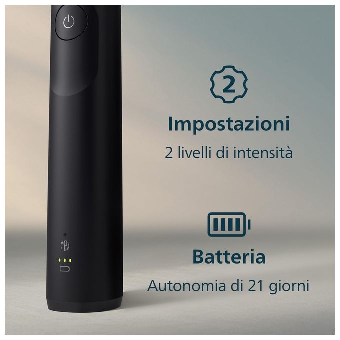 Philips HX7101-02 Sonicare 5300 Spazzolino elettrico sonico 1 modalita' Timer 2 intensita' sensore pressione autonomia 21 giorni colore Nero