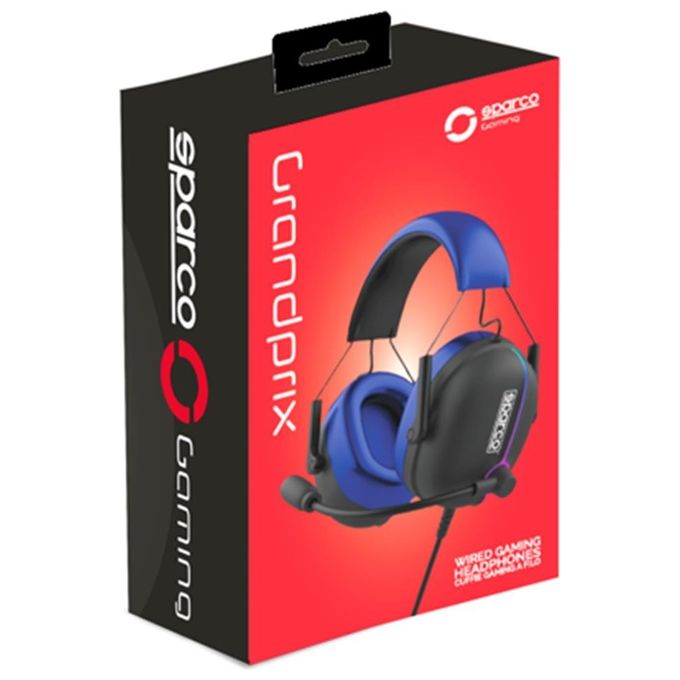 Celly SPHEADPHONEEVO Sparco Evo Grandprix Cuffie Gaming a Padiglione USB Jack 3.5mm Microfono Illuminazione RGB colore Nero Blu