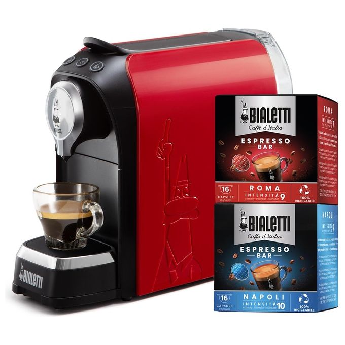 Bialetti 098150520-NP Super Macchina da caffe' a Capsule 0,7 L 20 bar 1200 W 32 Capsule Incluse colore Rosso
