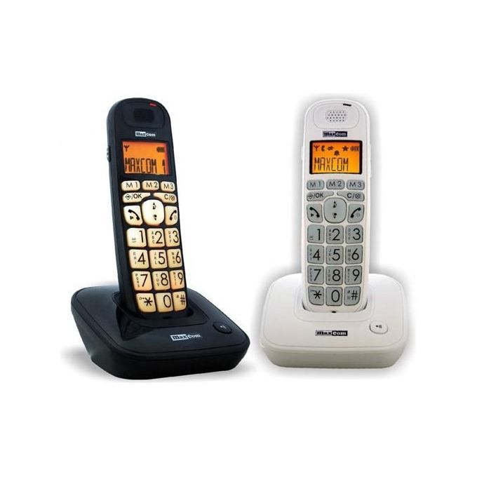 Maxcom MC6800 Telefono Cordless DECT per anziani tasti grandi retroilluminati vivavoce compatibile apparecchi acustici colore Nero