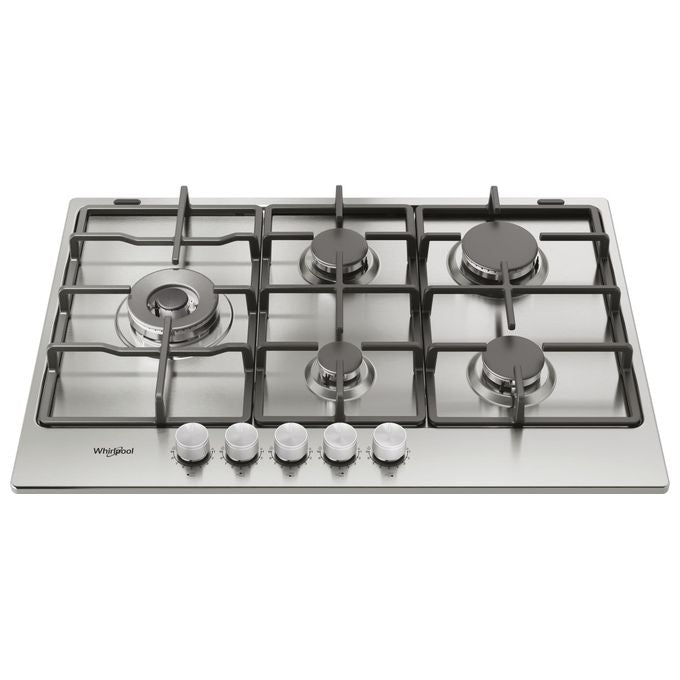 Whirlpool KGML761IX Piano cottura a gas 75 cm 5 fuochi MultiLevel Flame griglie in ghisa colore Acciaio Inox