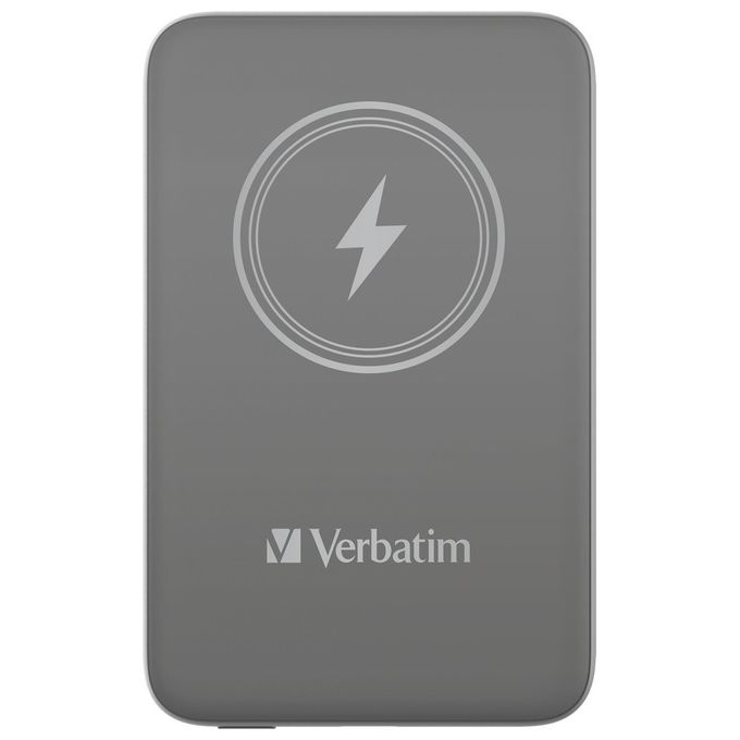 Verbatim 1261539 Charge 'n' Go Power Bank 10000 mAh con Ricarica Wireless Magnetica 15 W e USB-C PD 3.0 colore Grigio