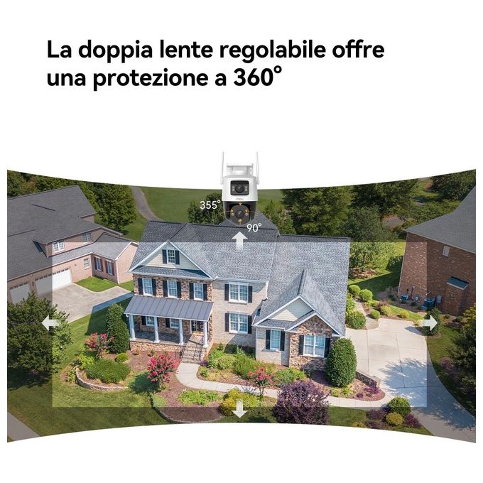 Imou IPC-S7XP-10M0WED Cruiser Dual Telecamera IP PTZ Esterno 10MP Doppio Obiettivo Wi-Fi 6 Visione Notturna IP66 colore Bianco