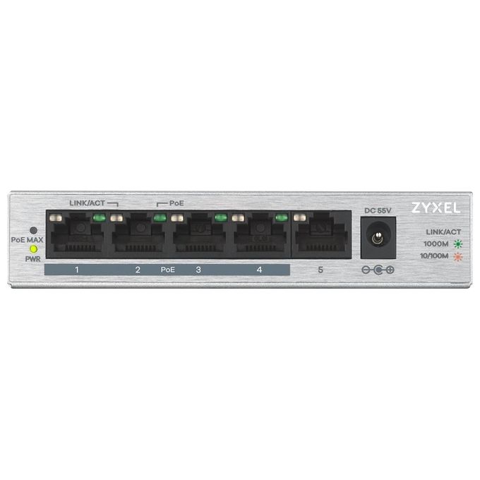 Zyxel GS1005HP Switch No gestito Gigabit Ethernet 10-100-1000 Argento Supporto Power over Ethernet