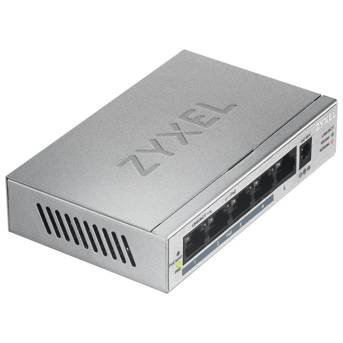 Zyxel GS1005HP Switch No gestito Gigabit Ethernet 10-100-1000 Argento Supporto Power over Ethernet