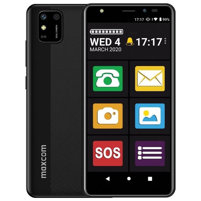 MaxCom MS554 Smartphone Dual SIM 5.5'' Android 11 Go 2 GB RAM 32 GB 4G LTE Fotocamera 8 MP Batteria 2500 mAh colore Nero