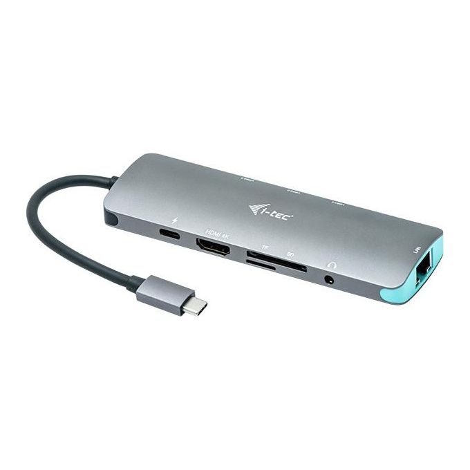I-tec C31NANODOCKLANPD USB-C 4K Nano Docking Station HDMI 4K@60Hz Ethernet Gigabit 3x USB 3.2 Gen 1 Lettore SD-microSD Power Delivery 100W colore Argento