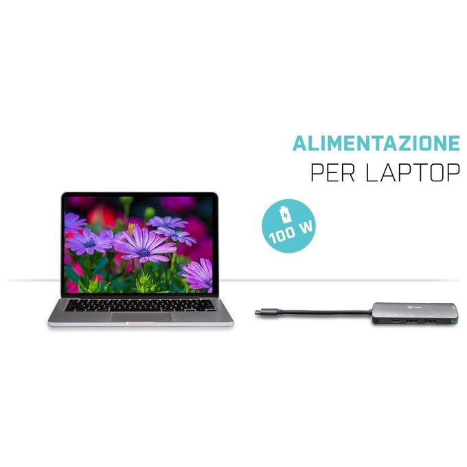 I-tec C31NANODOCKPD USB-C Metal Nano Dock 4K HDMI Power Delivery 100W 3x USB 3.1 1x SD 1x microSD colore Nero
