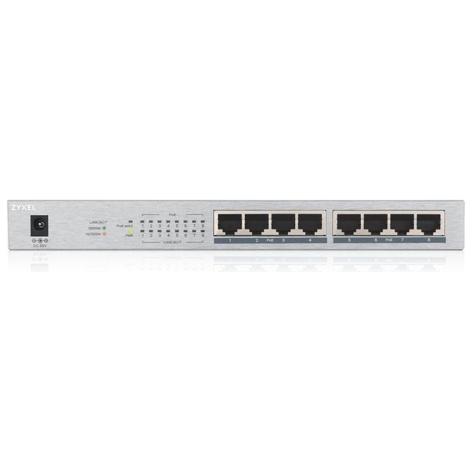 Zyxel GS1008HP Switch 8 x 10-100-1000 PoE+ Desktop o Montaggio a Parete 60W