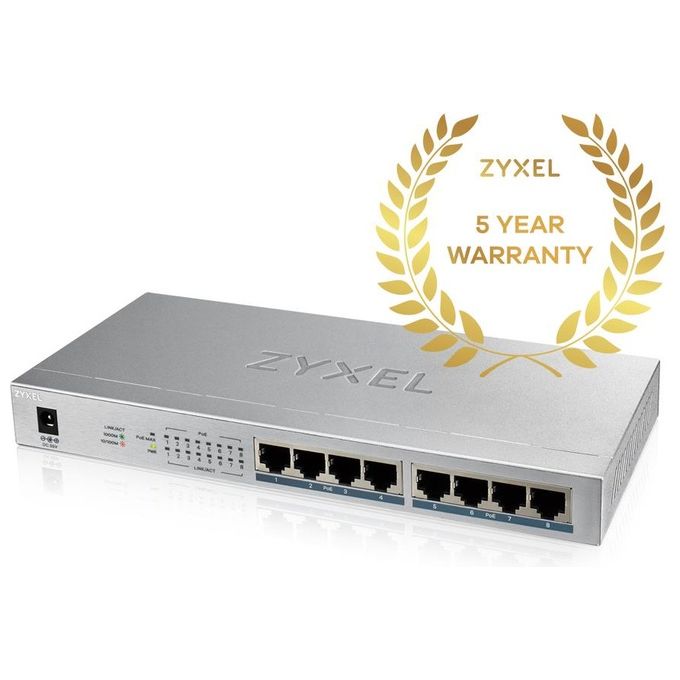 Zyxel GS1008HP Switch 8 x 10-100-1000 PoE+ Desktop o Montaggio a Parete 60W