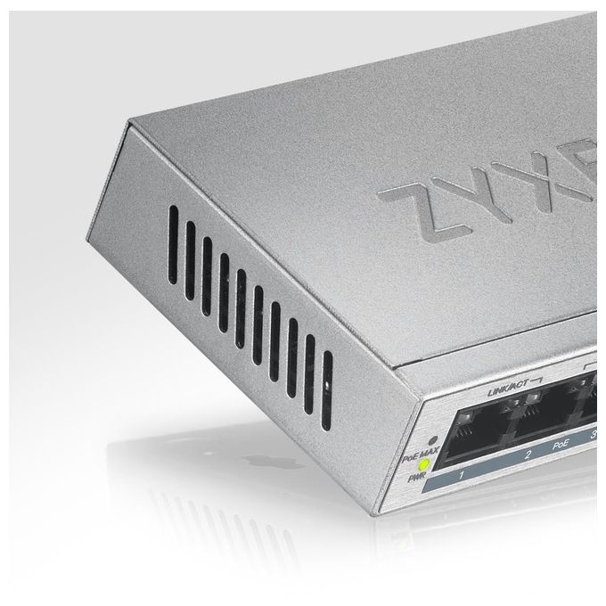 Zyxel GS1005HP Switch No gestito Gigabit Ethernet 10-100-1000 Argento Supporto Power over Ethernet