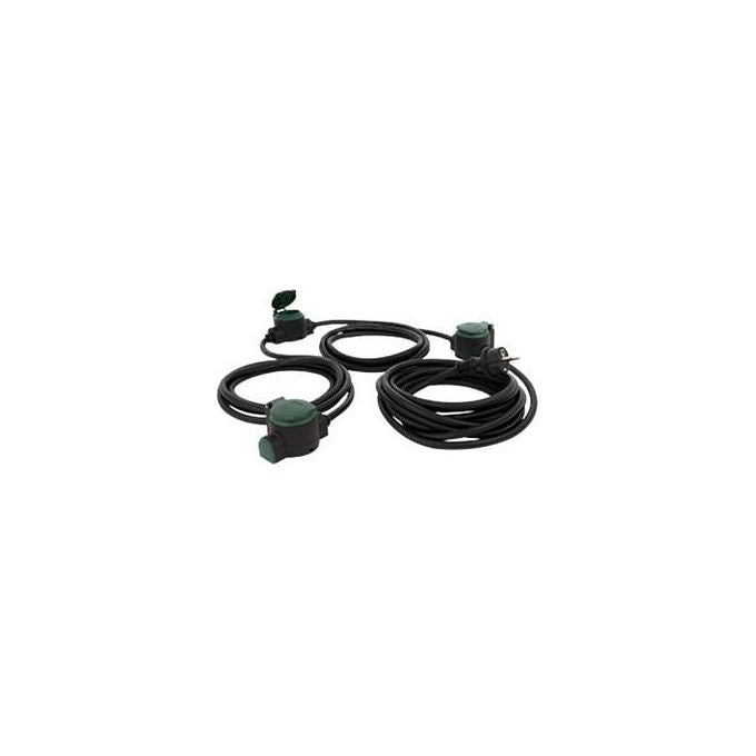REV 0017103512 Suprafelx Prolunga Elettrica 10 m 3 Prese IP44 H07RN-F 3x1,5 mm² colore Nero Verde