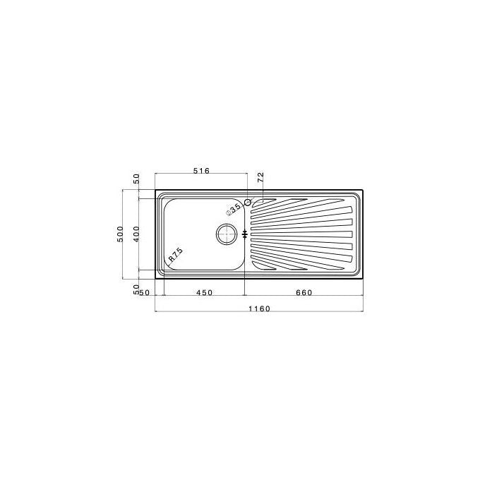 Apell TO1161IRBC Serie Torino Lavello da Incasso 1 Vasca con Gocciolatoio a Destra colore Inox