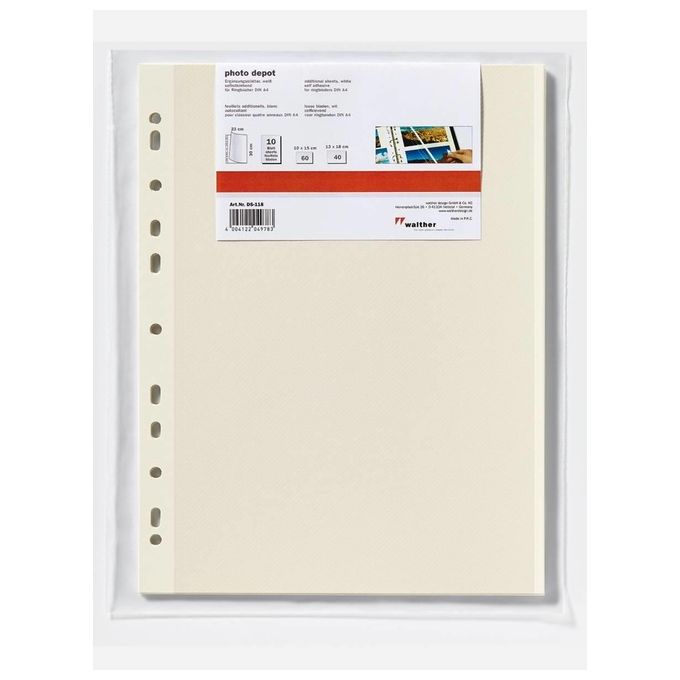 Walther DS118 Carta per Foto 10 Fogli Bianco