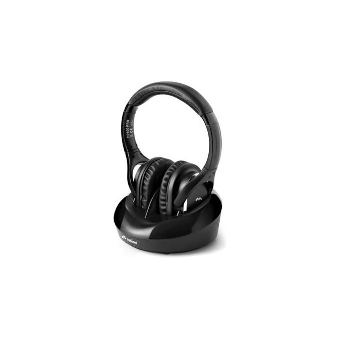 Meliconi HP600 PRO Cuffia TV Wireless a Padiglione RF 100 m Ingresso Ottico Digitale Base di Ricarica 8 h colore Nero