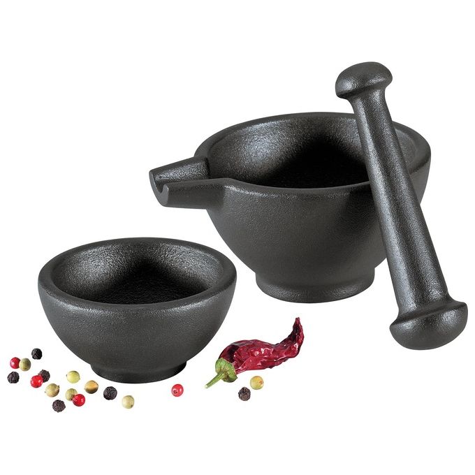 Zassenhaus Mortaio Set 3 Pezzi in Ghisa Nero