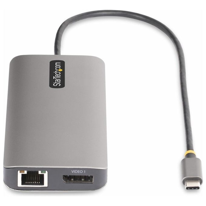 StarTech 154B-USBC-MULTIPORT Adattatore multiporta USB-C Triplo 4K 2x DisplayPort 1.4 HDMI 2.0b 4x USB-A 100W PD GbE Lettore SD MicroSD colore Grigio