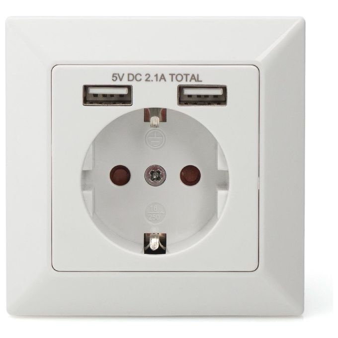 Digitus Presa a Muro Shuko con 2 Prese Usb 5V 2,1A