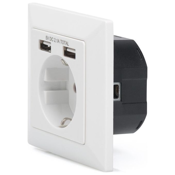 Digitus Presa a Muro Shuko con 2 Prese Usb 5V 2,1A