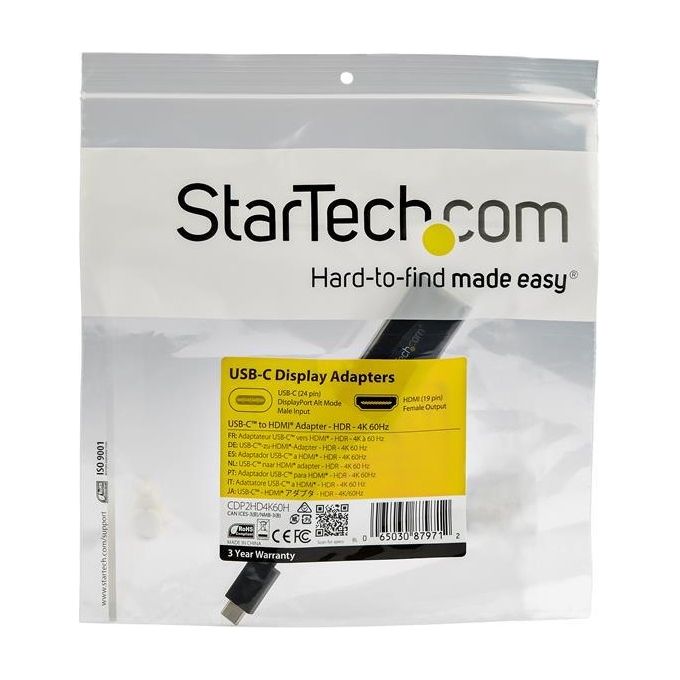 StarTech Adattatore USB-C a HDMI con HDR 4K 60 Hz Nero