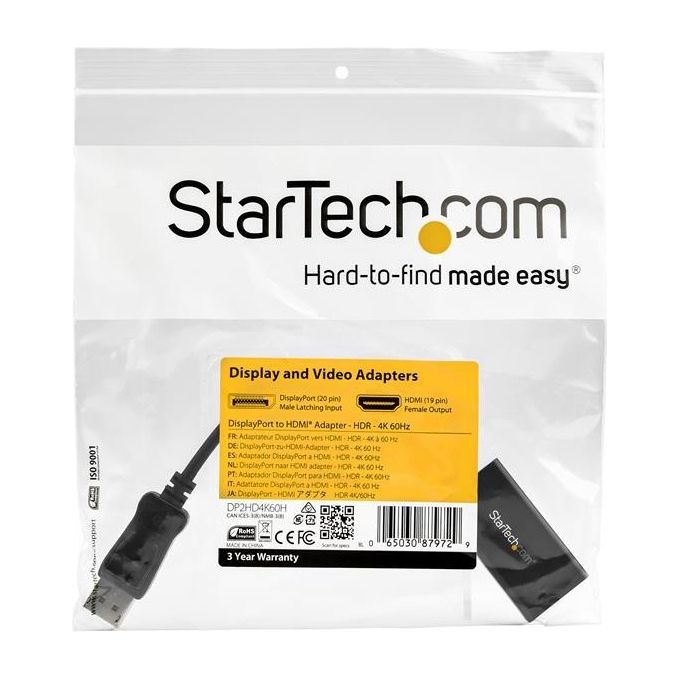 StarTech Adattatore DisplayPort a Hdmi con HDR 4K 60Hz Nero